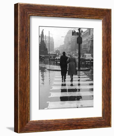 A City Street on a Rainy Day : the Location Is Manchester-Henry Grant-Framed Photographic Print