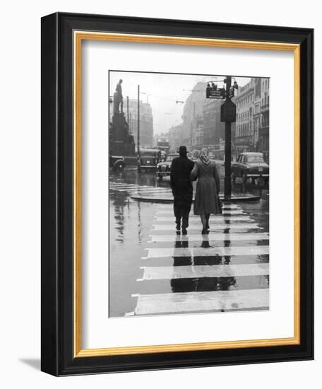 A City Street on a Rainy Day : the Location Is Manchester-Henry Grant-Framed Photographic Print