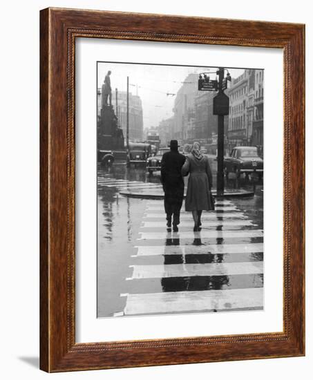 A City Street on a Rainy Day : the Location Is Manchester-Henry Grant-Framed Photographic Print