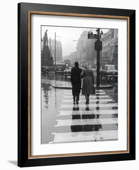 A City Street on a Rainy Day : the Location Is Manchester-Henry Grant-Framed Photographic Print