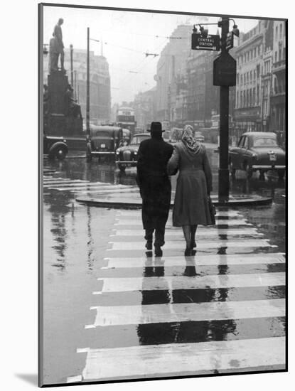 A City Street on a Rainy Day : the Location Is Manchester-Henry Grant-Mounted Photographic Print