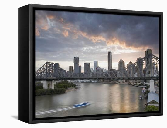 A Citycat Ferry Cruises Beneath Brisbane's Story Bridge Towards City Centre, Brisbane, Australia-Andrew Watson-Framed Premier Image Canvas