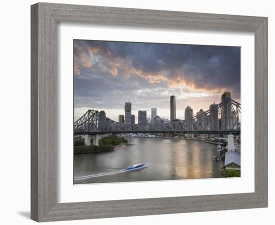 A Citycat Ferry Cruises Beneath Brisbane's Story Bridge Towards City Centre, Brisbane, Australia-Andrew Watson-Framed Photographic Print