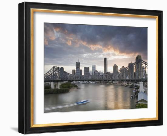 A Citycat Ferry Cruises Beneath Brisbane's Story Bridge Towards City Centre, Brisbane, Australia-Andrew Watson-Framed Photographic Print