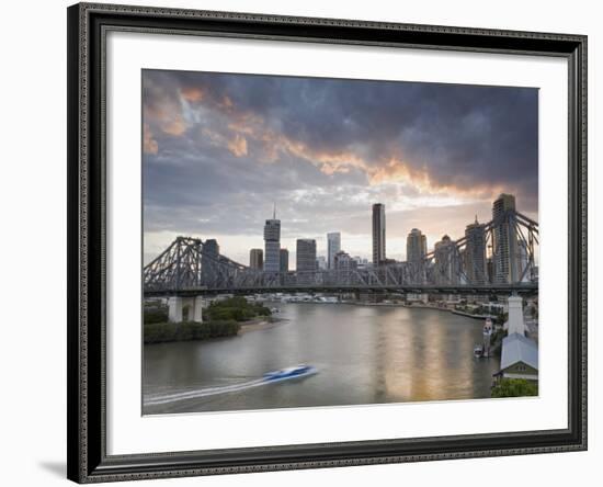 A Citycat Ferry Cruises Beneath Brisbane's Story Bridge Towards City Centre, Brisbane, Australia-Andrew Watson-Framed Photographic Print