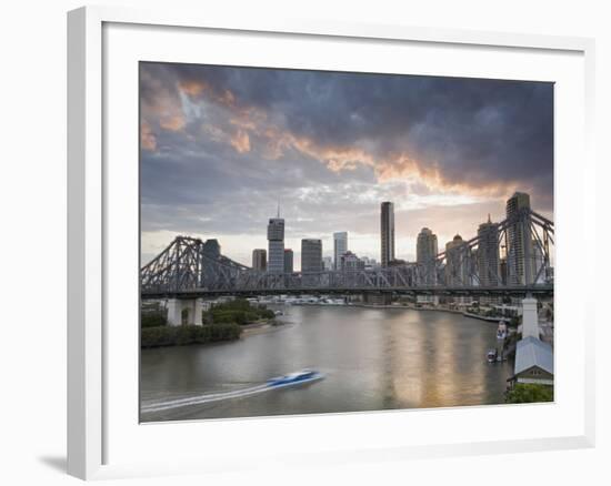 A Citycat Ferry Cruises Beneath Brisbane's Story Bridge Towards City Centre, Brisbane, Australia-Andrew Watson-Framed Photographic Print