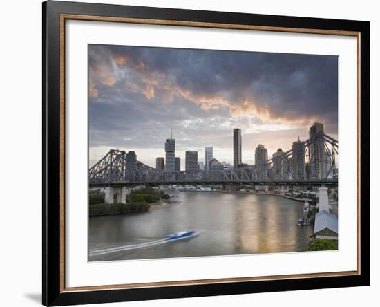 A Citycat Ferry Cruises Beneath Brisbane's Story Bridge Towards City Centre, Brisbane, Australia-Andrew Watson-Framed Photographic Print