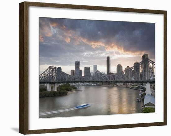 A Citycat Ferry Cruises Beneath Brisbane's Story Bridge Towards City Centre, Brisbane, Australia-Andrew Watson-Framed Photographic Print