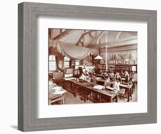 A Class at the Camberwell School of Arts and Crafts, Southwark, London, 1907-null-Framed Photographic Print