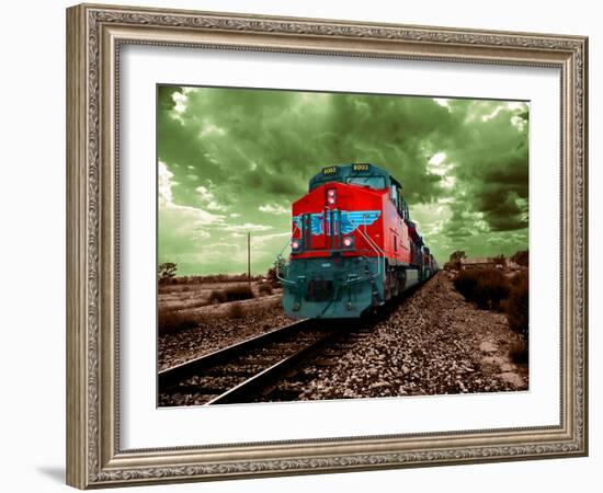 A Classic Vintage Cargo Train in America-Salvatore Elia-Framed Photographic Print