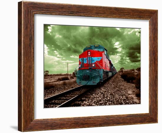 A Classic Vintage Cargo Train in America-Salvatore Elia-Framed Photographic Print