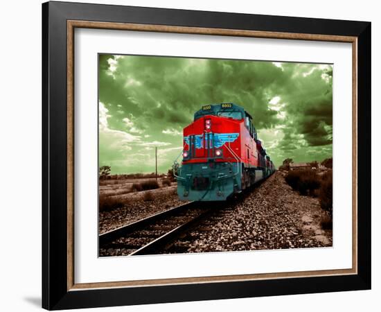 A Classic Vintage Cargo Train in America-Salvatore Elia-Framed Photographic Print