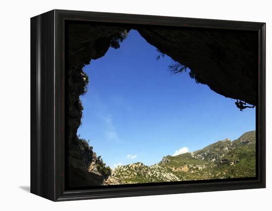 A Climber Tackles an Overhanging Climb in the Mascun Canyon, Rodellar, Aragon, Spain, Europe-David Pickford-Framed Premier Image Canvas