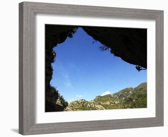 A Climber Tackles an Overhanging Climb in the Mascun Canyon, Rodellar, Aragon, Spain, Europe-David Pickford-Framed Photographic Print