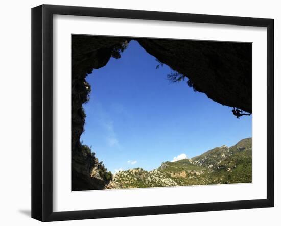 A Climber Tackles an Overhanging Climb in the Mascun Canyon, Rodellar, Aragon, Spain, Europe-David Pickford-Framed Photographic Print