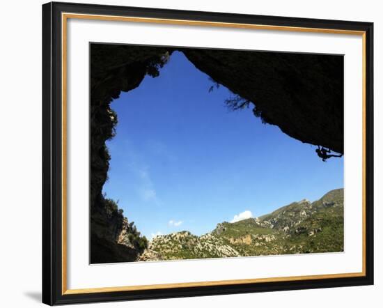 A Climber Tackles an Overhanging Climb in the Mascun Canyon, Rodellar, Aragon, Spain, Europe-David Pickford-Framed Photographic Print