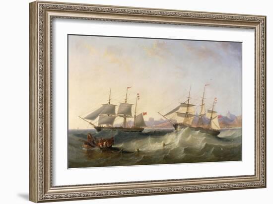 A Clipper and an East Indiaman Leaving Port-John Wilson Carmichael-Framed Giclee Print