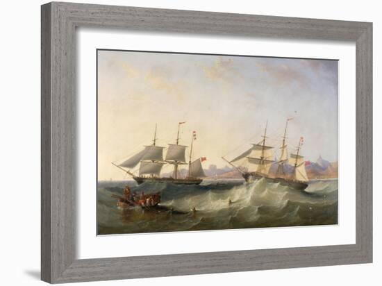 A Clipper and an East Indiaman Leaving Port-John Wilson Carmichael-Framed Giclee Print