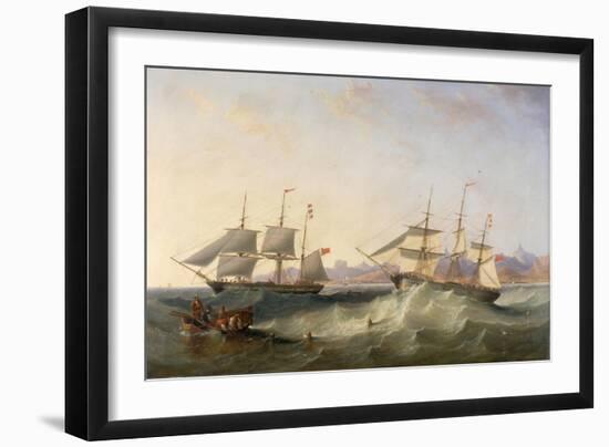 A Clipper and an East Indiaman Leaving Port-John Wilson Carmichael-Framed Giclee Print