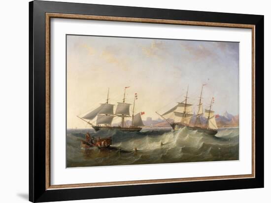 A Clipper and an East Indiaman Leaving Port-John Wilson Carmichael-Framed Giclee Print