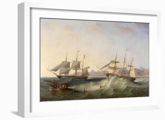 A Clipper and an East Indiaman Leaving Port-John Wilson Carmichael-Framed Giclee Print