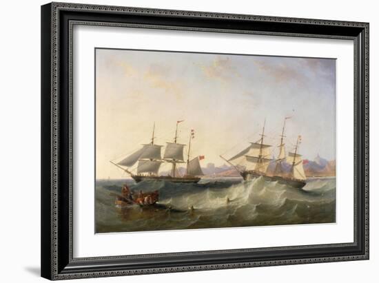 A Clipper and an East Indiaman Leaving Port-John Wilson Carmichael-Framed Giclee Print