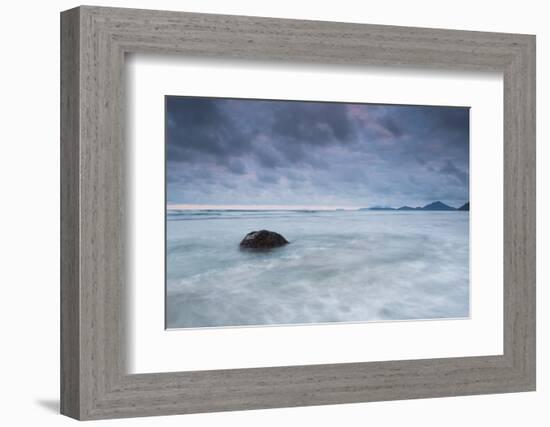 A cloudy but dramatic sunset on Itamambuca beach, Sao Paulo, Brazil.-Alex Saberi-Framed Photographic Print