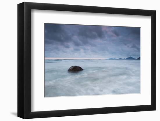 A cloudy but dramatic sunset on Itamambuca beach, Sao Paulo, Brazil.-Alex Saberi-Framed Photographic Print