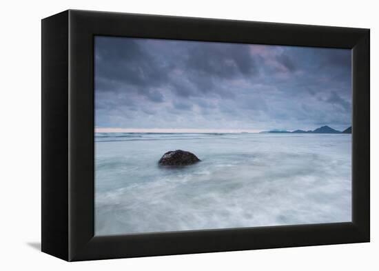 A cloudy but dramatic sunset on Itamambuca beach, Sao Paulo, Brazil.-Alex Saberi-Framed Premier Image Canvas