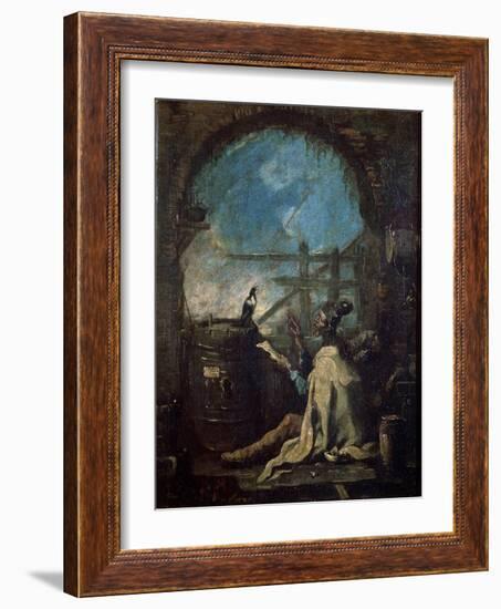 A Clown Training a Magpie, Late 17th or 18th Century-Alessandro Magnasco-Framed Giclee Print