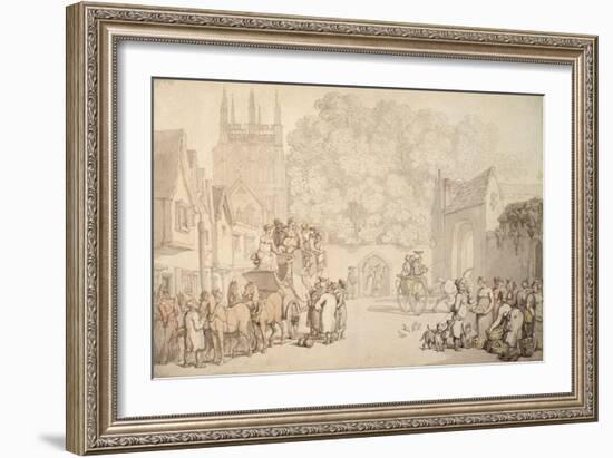 A Coach Preparing to Leave Canterbury Gate, Christ Church, Oxford, C.1810-15 (Pen and W/C on Paper)-Thomas Rowlandson-Framed Giclee Print