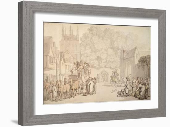 A Coach Preparing to Leave Canterbury Gate, Christ Church, Oxford, C.1810-15 (Pen and W/C on Paper)-Thomas Rowlandson-Framed Giclee Print