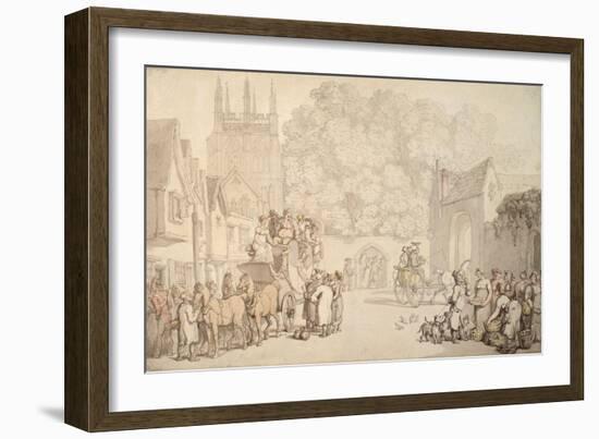 A Coach Preparing to Leave Canterbury Gate, Christ Church, Oxford, C.1810-15 (Pen and W/C on Paper)-Thomas Rowlandson-Framed Giclee Print