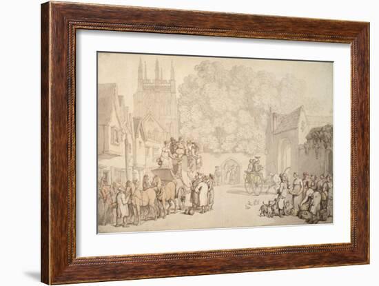 A Coach Preparing to Leave Canterbury Gate, Christ Church, Oxford, C.1810-15 (Pen and W/C on Paper)-Thomas Rowlandson-Framed Giclee Print