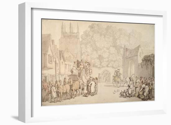 A Coach Preparing to Leave Canterbury Gate, Christ Church, Oxford, C.1810-15 (Pen and W/C on Paper)-Thomas Rowlandson-Framed Giclee Print