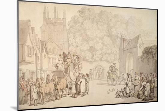 A Coach Preparing to Leave Canterbury Gate, Christ Church, Oxford, C.1810-15 (Pen and W/C on Paper)-Thomas Rowlandson-Mounted Giclee Print