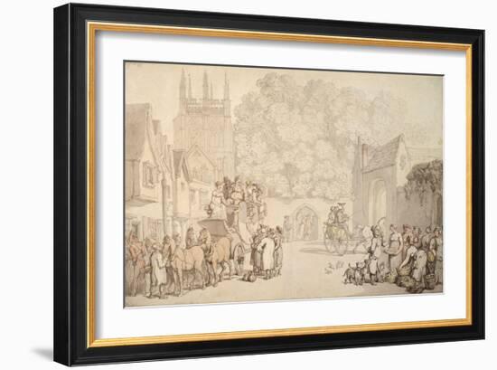 A Coach Preparing to Leave Canterbury Gate, Christ Church, Oxford, C.1810-15 (Pen and W/C on Paper)-Thomas Rowlandson-Framed Giclee Print