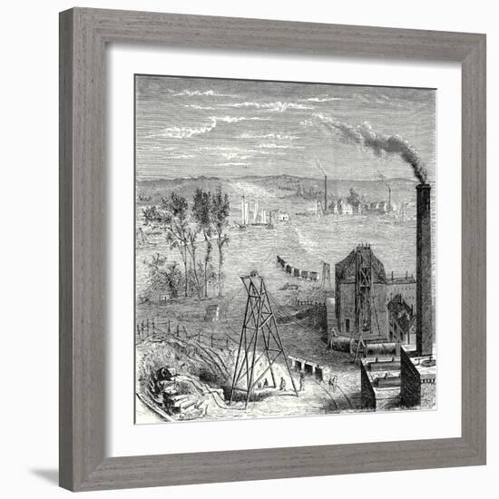 A Coal Mine in Newcastle with Wagons Drawn by Horses on Wooden Rails-null-Framed Giclee Print