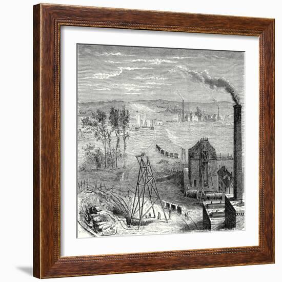 A Coal Mine in Newcastle with Wagons Drawn by Horses on Wooden Rails-null-Framed Giclee Print