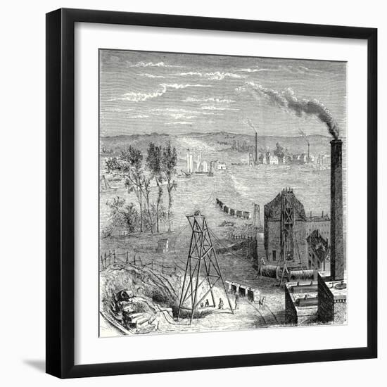 A Coal Mine in Newcastle with Wagons Drawn by Horses on Wooden Rails-null-Framed Giclee Print