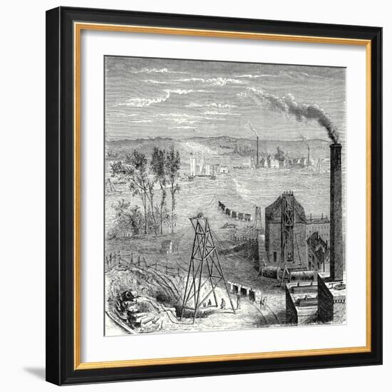 A Coal Mine in Newcastle with Wagons Drawn by Horses on Wooden Rails-null-Framed Giclee Print