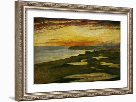 A Coast Study, Sunset, Seaford, 1870 (Oil on Canvas)-William Davis-Framed Giclee Print