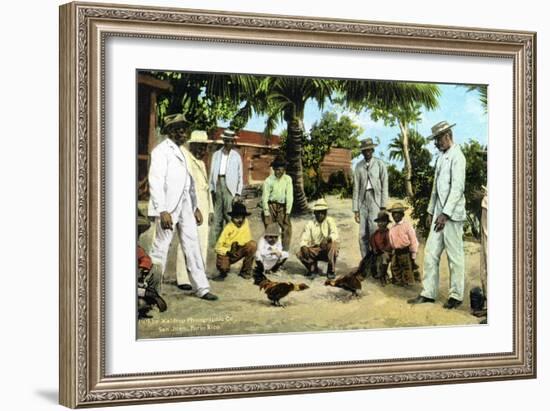 A Cock Fight, Puerto Rico, 1909-null-Framed Giclee Print