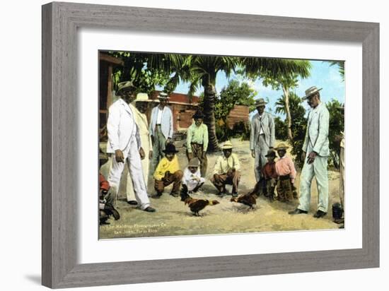 A Cock Fight, Puerto Rico, 1909-null-Framed Giclee Print