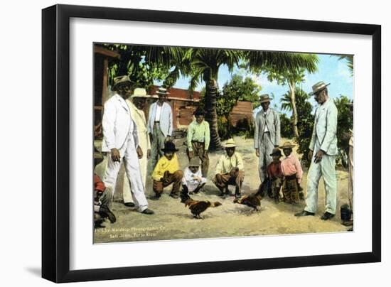 A Cock Fight, Puerto Rico, 1909-null-Framed Giclee Print