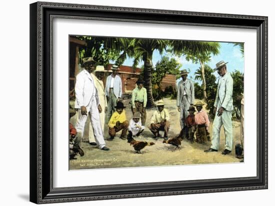 A Cock Fight, Puerto Rico, 1909-null-Framed Giclee Print