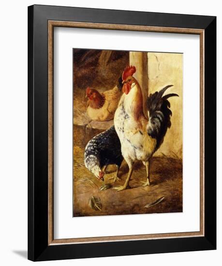 A Cockerel and Chickens in a Farmyard-Federico Jimenez Fernandez-Framed Giclee Print