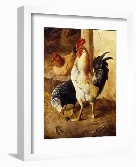 A Cockerel and Chickens in a Farmyard-Federico Jimenez Fernandez-Framed Giclee Print