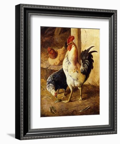 A Cockerel and Chickens in a Farmyard-Federico Jimenez Fernandez-Framed Giclee Print