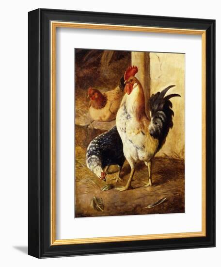 A Cockerel and Chickens in a Farmyard-Federico Jimenez Fernandez-Framed Giclee Print